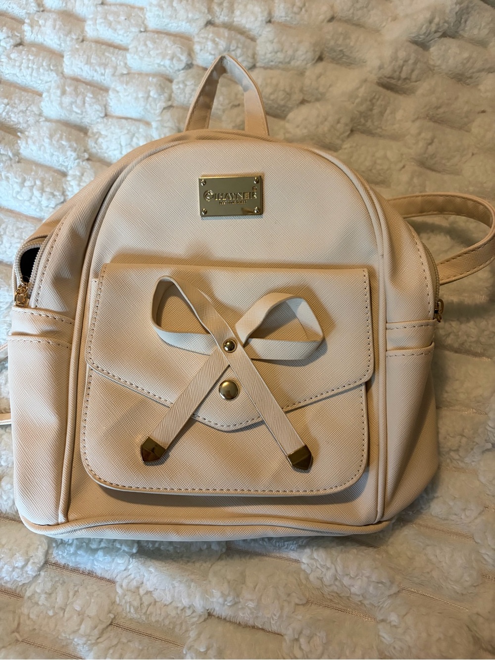 Mini Bow Front Backpack in White